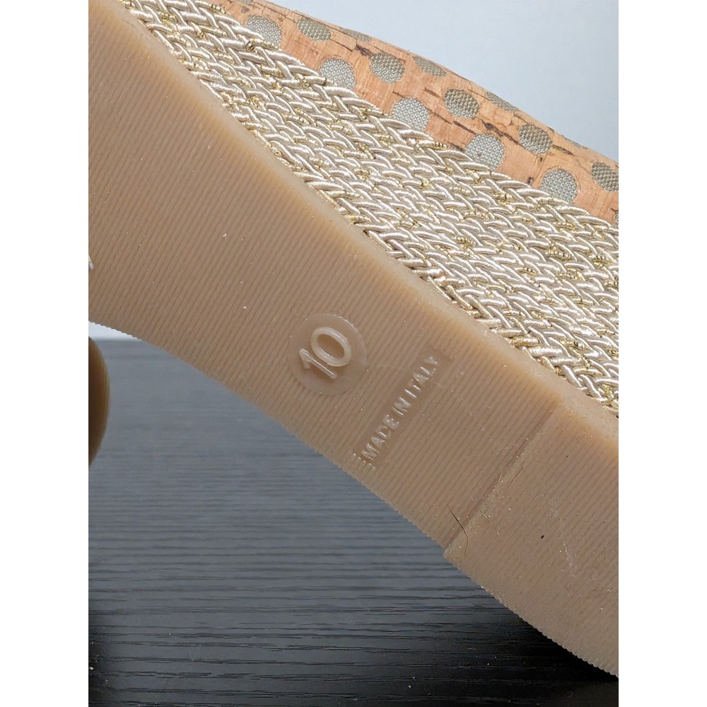 Sesto Meucci Womens Cork Perforated Wedge Pumps Tan Gold Made in Italy Size 10 W - Picture 13 of 14